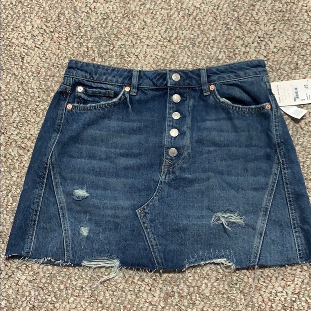 Distressed Free People Mini Denim Skirt